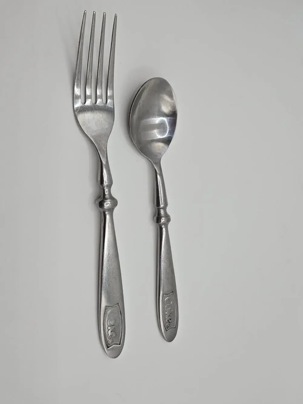 COKE Engraved Stainless Coca-Cola Heavy Duty Silverware Fork and Spoon